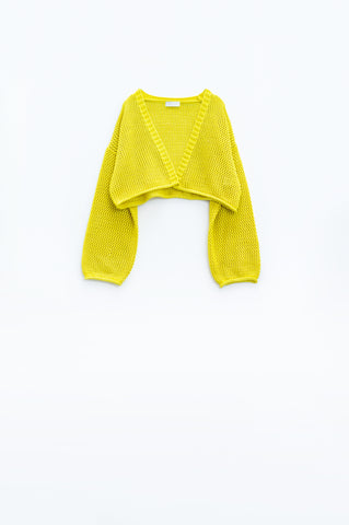 Gilet court basique au crochet en jaune