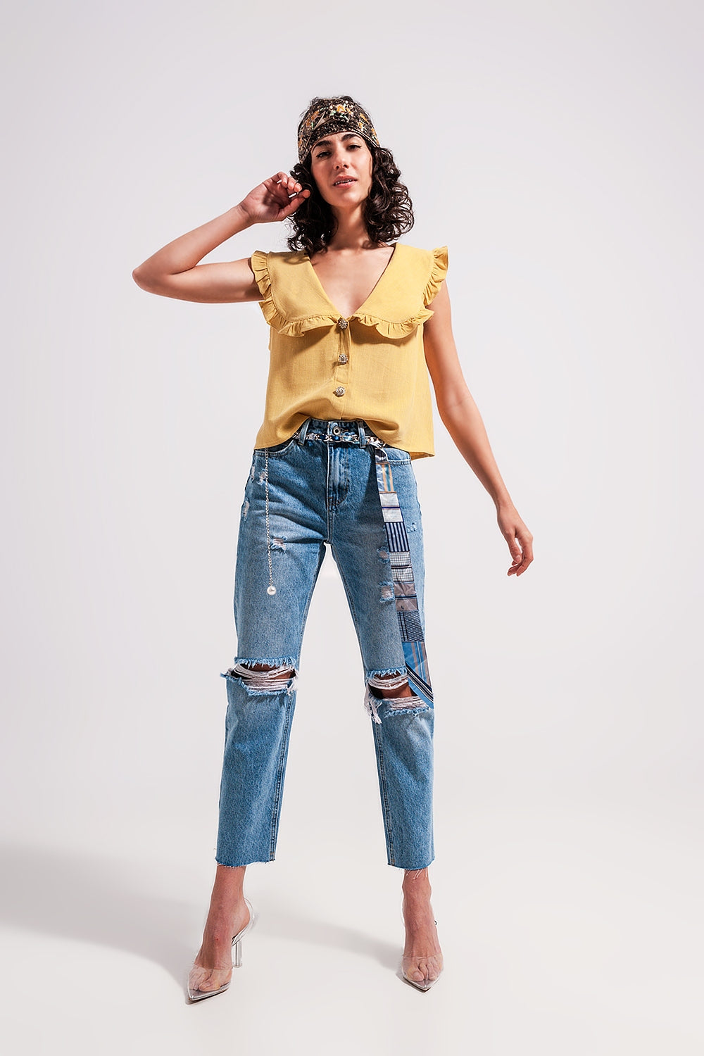 Crop top with bib collar - Crop Tops