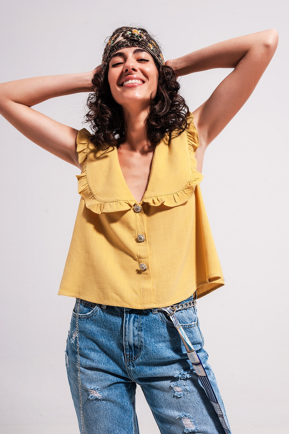 Crop top with bib collar - Crop Tops