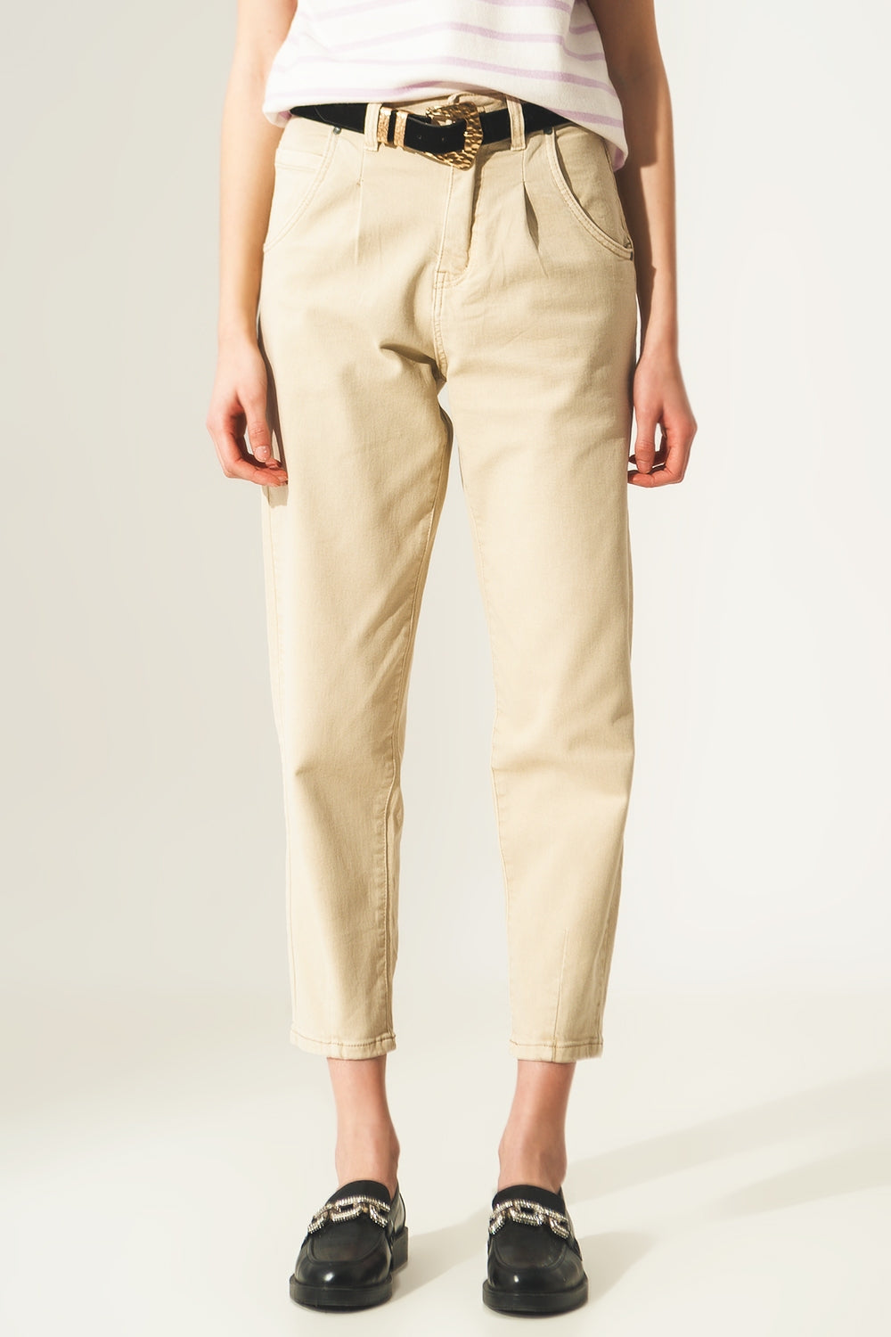 Cropped Jeans in Beige - Jeans