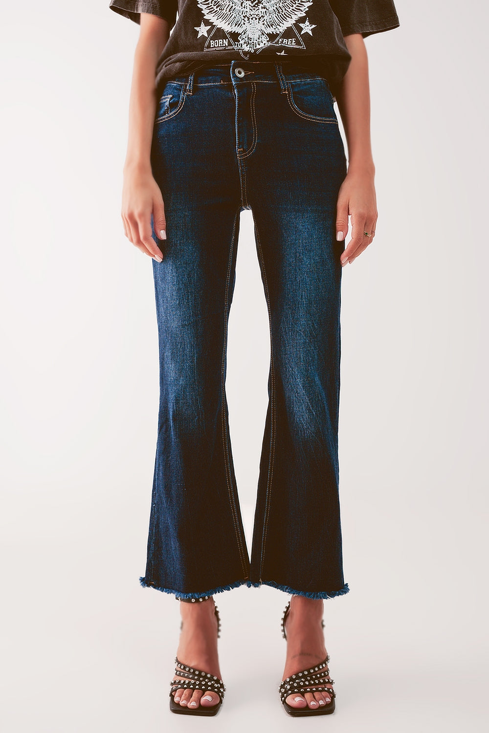 Cropped kickflare jeans in mid washing Q2 Jeans BoutiqueLua