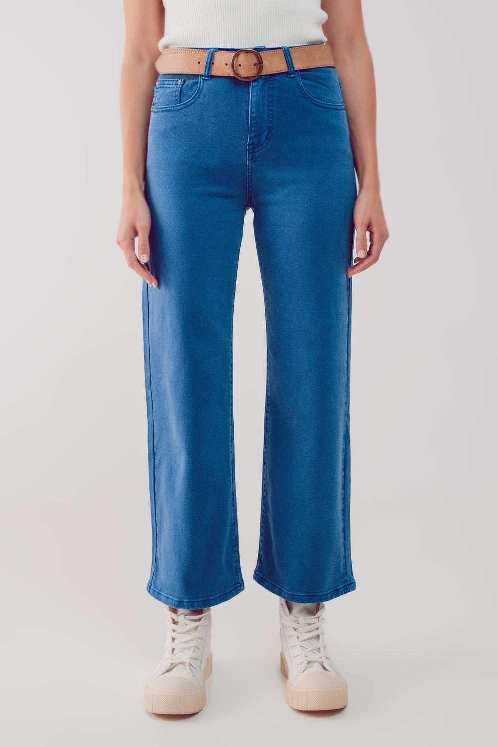Cropped wide leg jeans in blue - Jeans