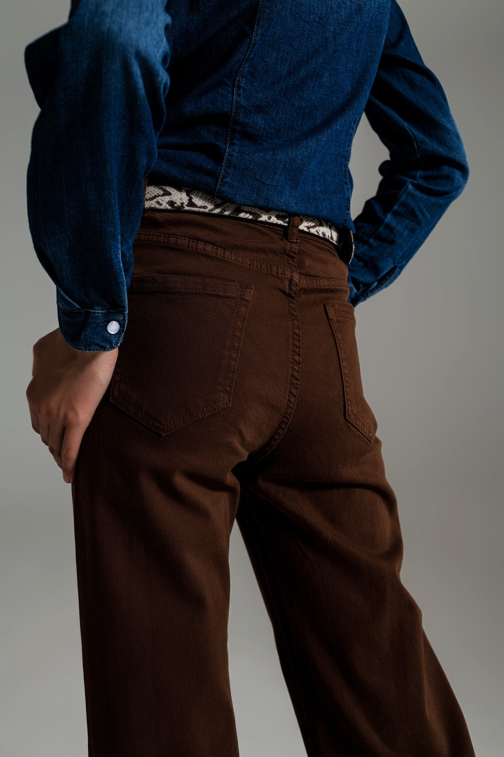Cropped wide leg jeans in brown Q2 Jeans BoutiqueLua