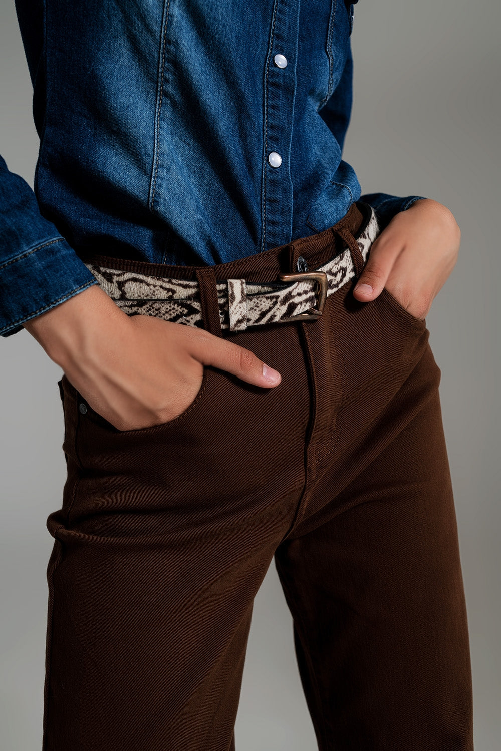 Cropped wide leg jeans in brown Q2 Jeans BoutiqueLua