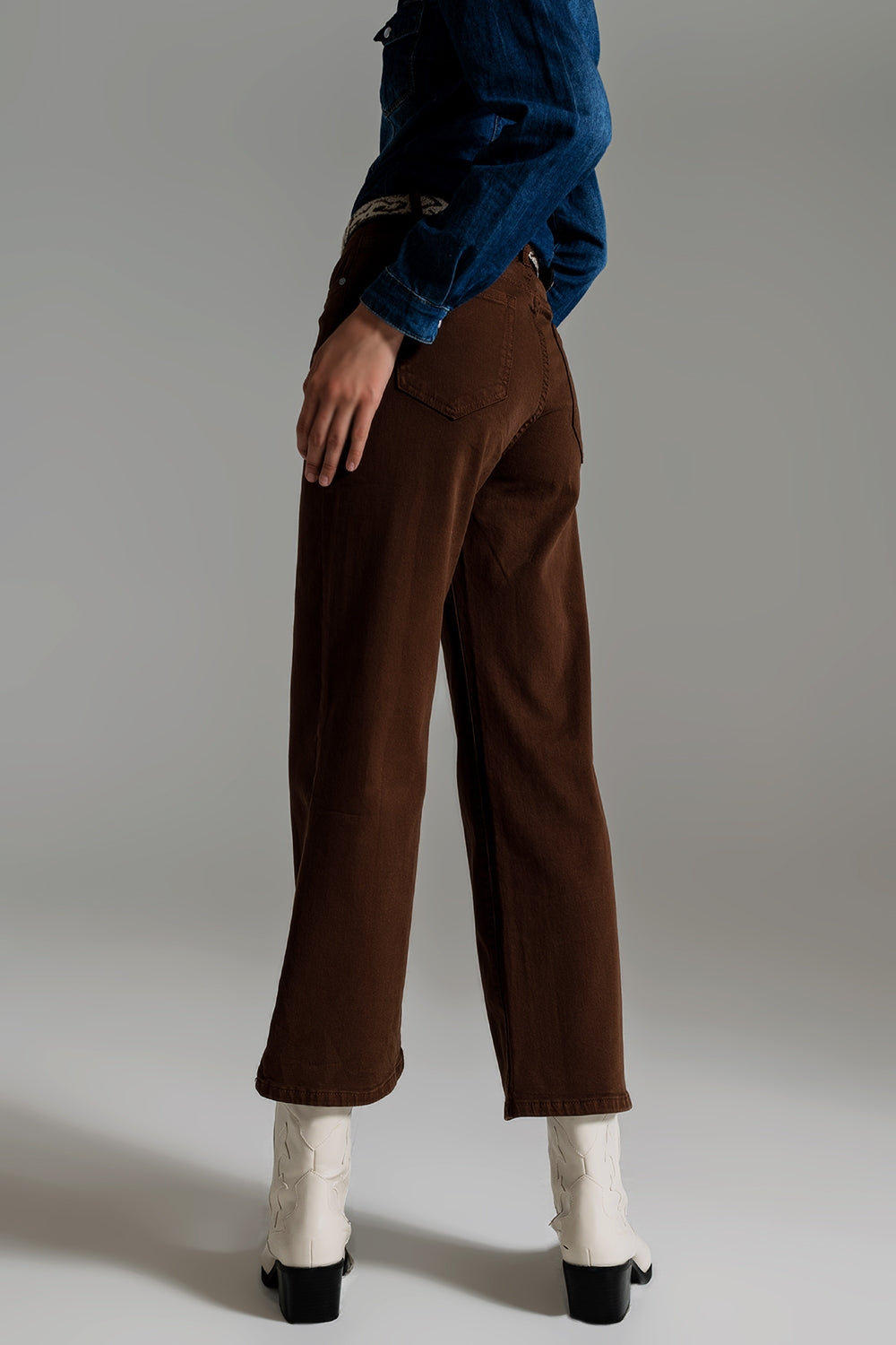 Cropped wide leg jeans in brown Q2 Jeans BoutiqueLua