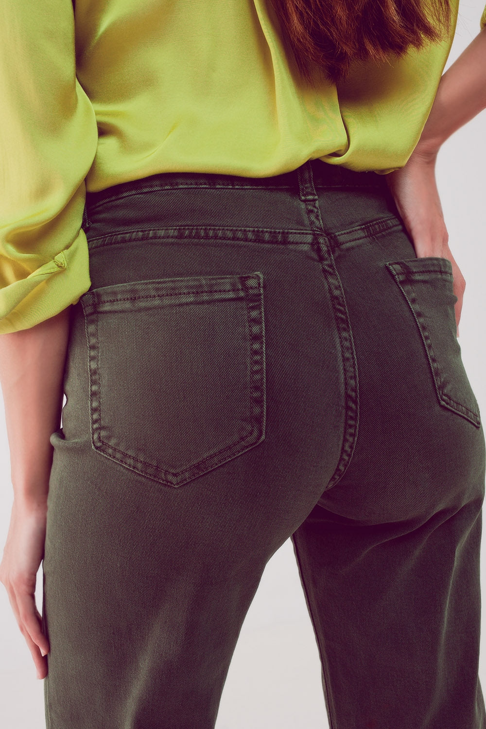 Cropped wide leg jeans in khaki Q2 Jeans BoutiqueLua