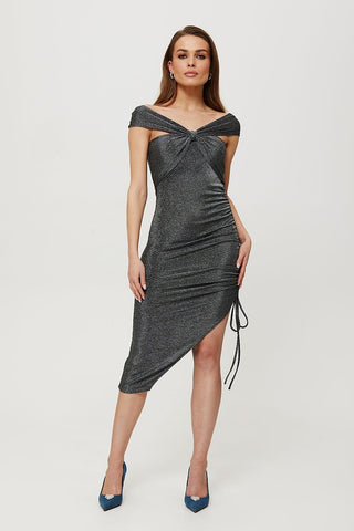 Adjustable Metallic Knit Evening Dress