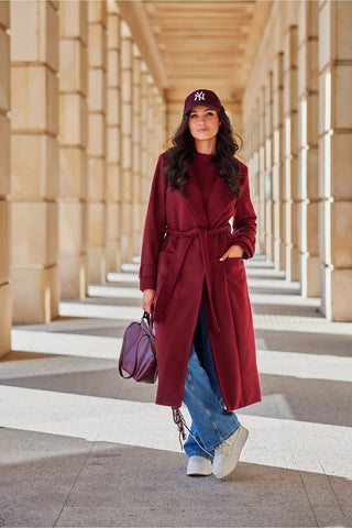 Classic Wool Waist-Tied Coat with Pockets