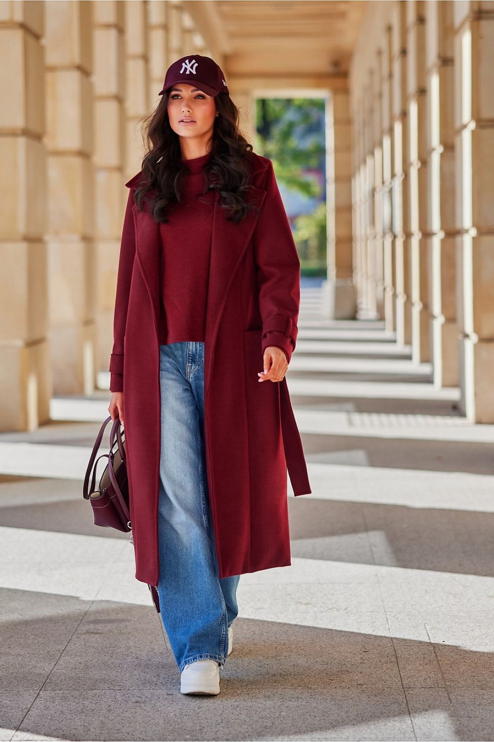 Classic Wool Waist-Tied Coat with Pockets - Coats