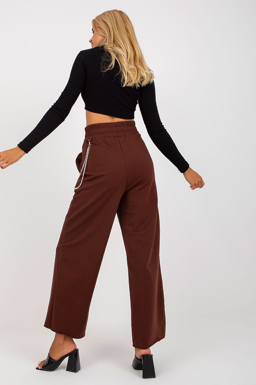 Stylish Wide Leg Women's Sweatpants with Chain - Trousers