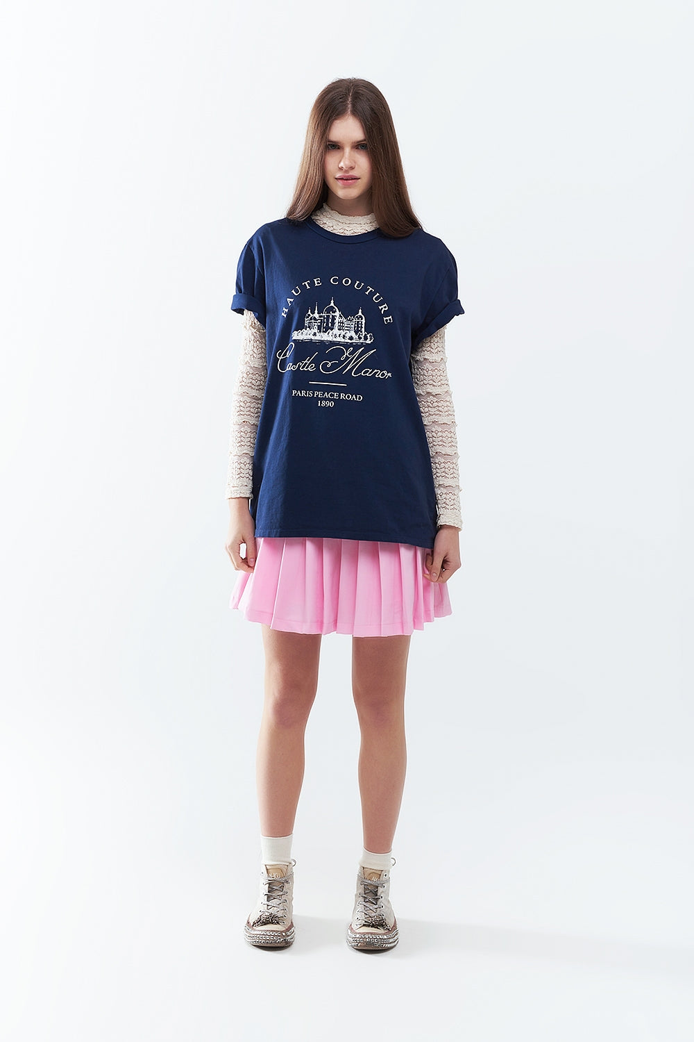 Dark Blue T Shirt With Castle Manor Design - T-Shirts