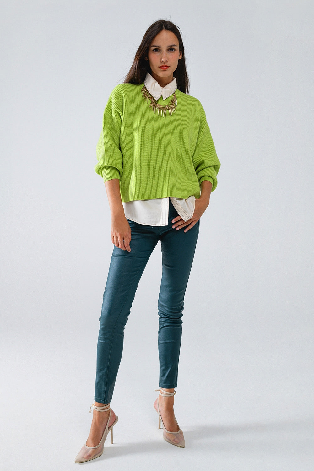 Dark Green Faux Leather Super Skinny Pants - Trousers