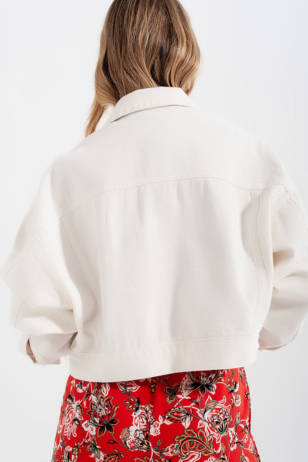 Denim jacket with diamante fringing in white Q2 Coats and Jackets BoutiqueLua