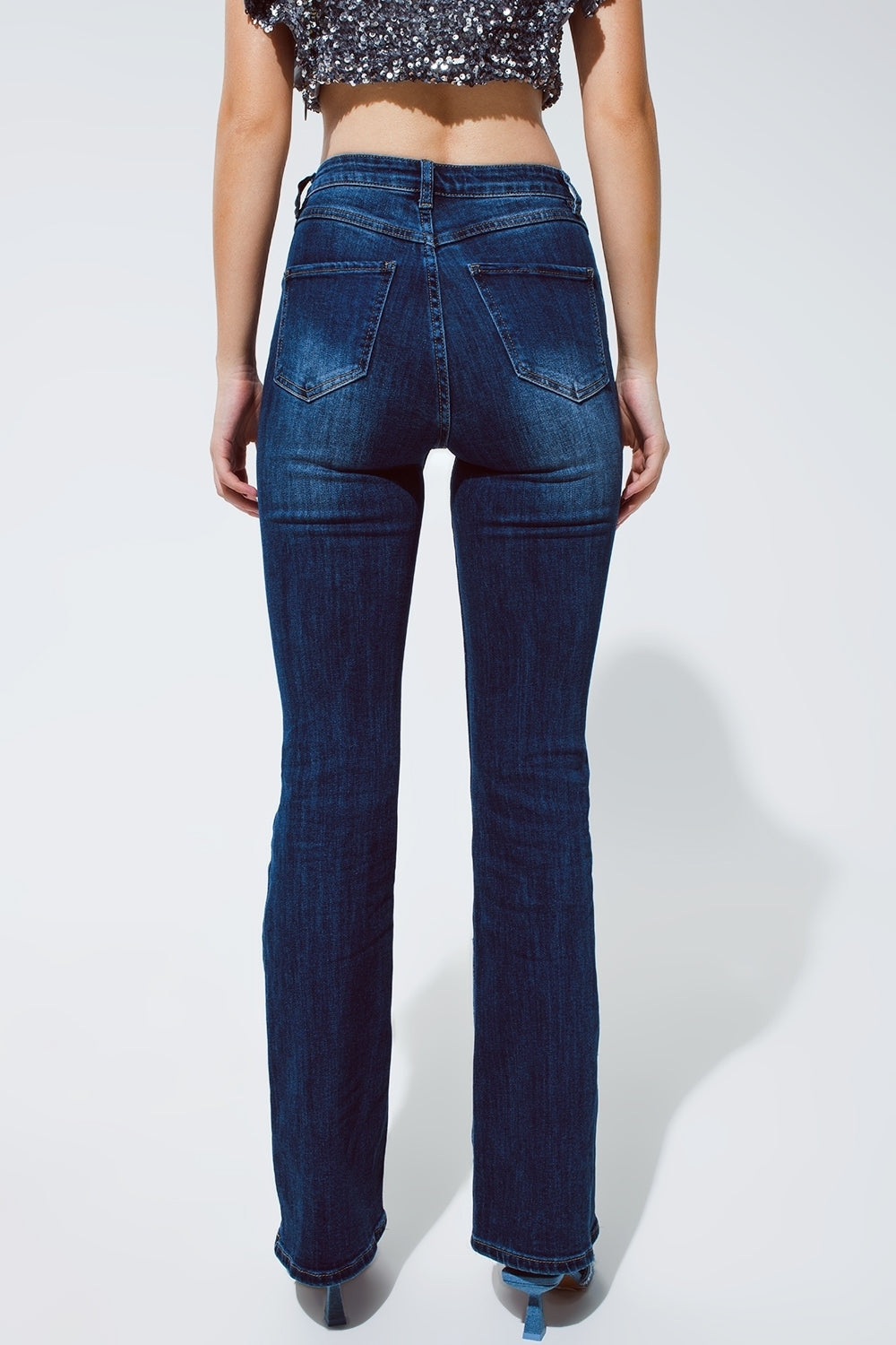Denim Jeans Flaire in dark blue wash Q2 Jeans BoutiqueLua