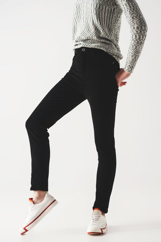 Pantalon skinny en coton élastique noir