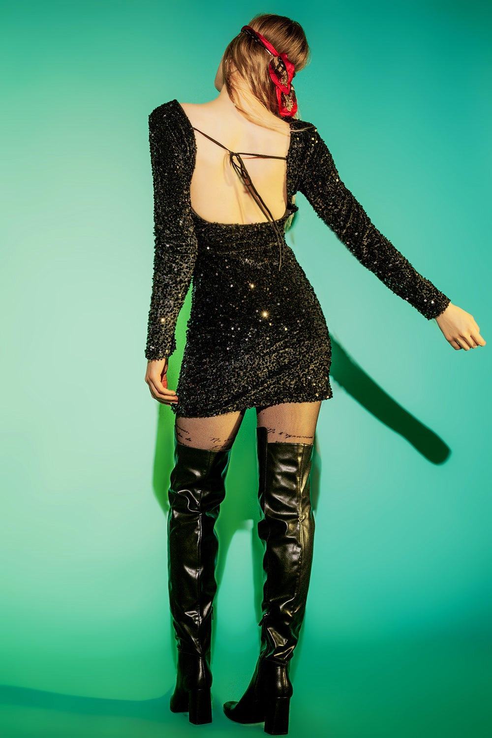 Embellished mini dress in black Q2 Dresses BoutiqueLua