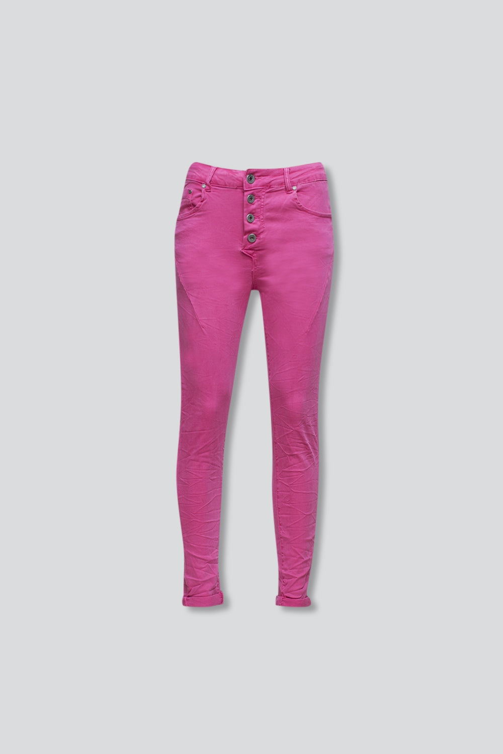 Exposed buttons skinny jeans in fuchsia Q2 Jeans BoutiqueLua