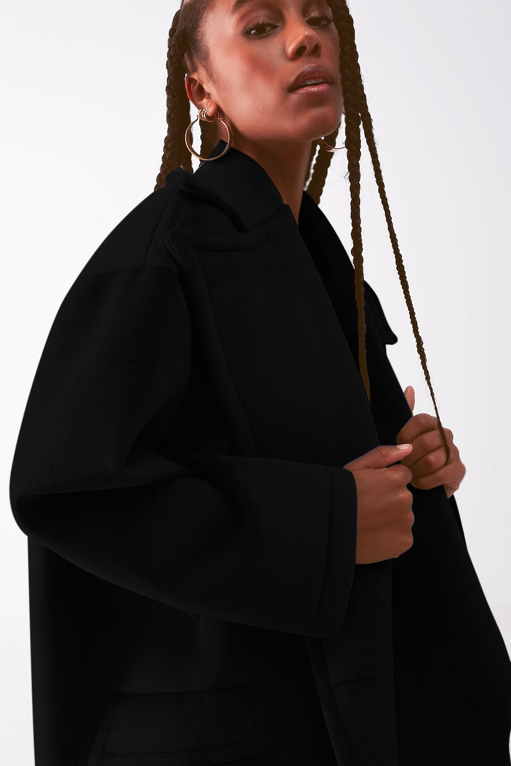 Faux suede oversized coat in black - Coats