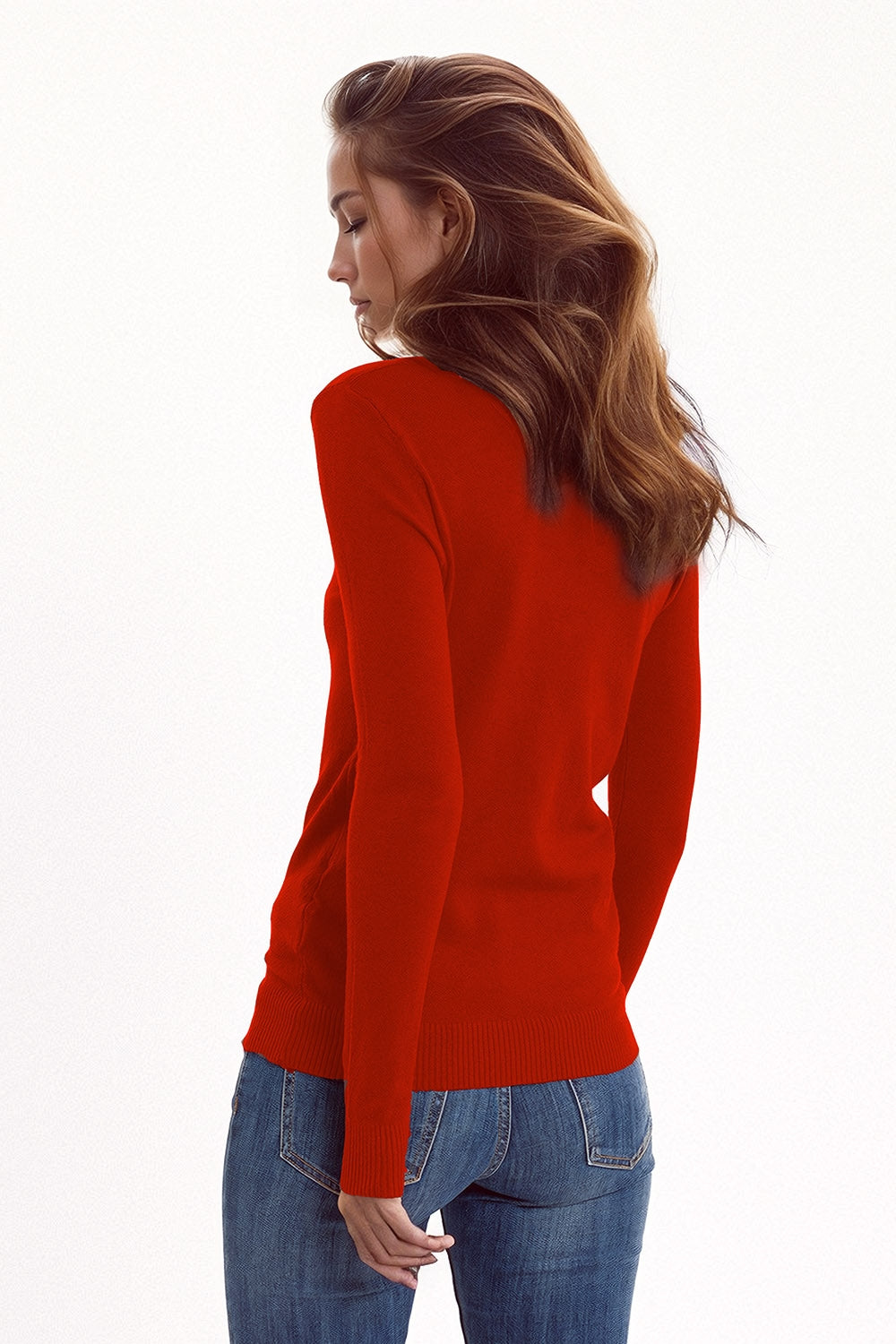 Fine knit high neck jumper in wine color Q2 Sweaters BoutiqueLua