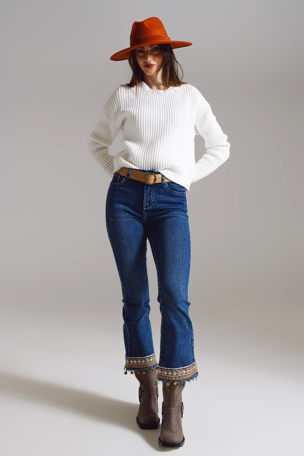 flare jeans with embellished hem - Jeans