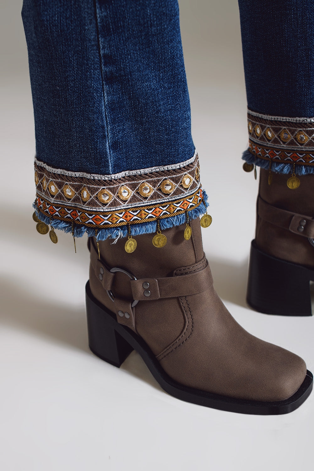 flare jeans with embellished hem - Jeans
