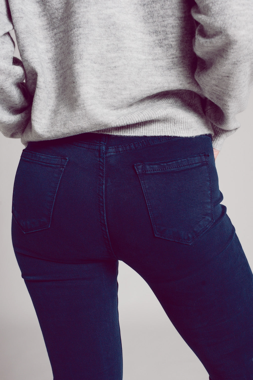 Flare jeans with raw hem edge in blue ink Q2 Jeans BoutiqueLua