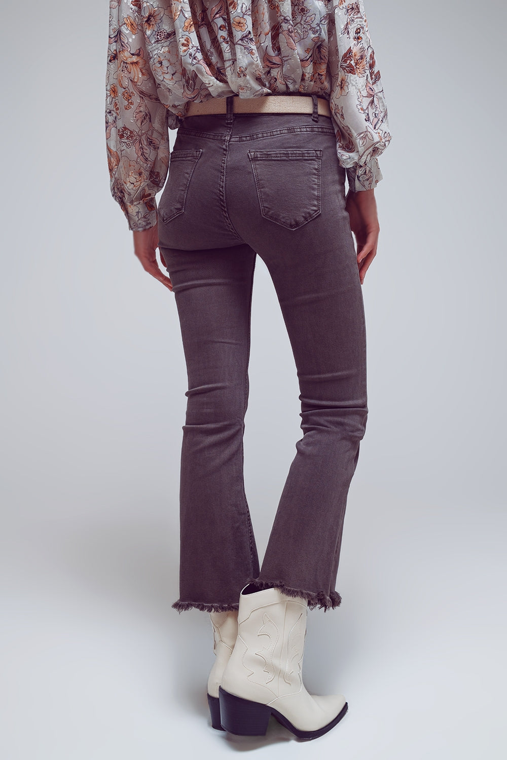 Flare jeans with raw hem edge in dark grey - Jeans