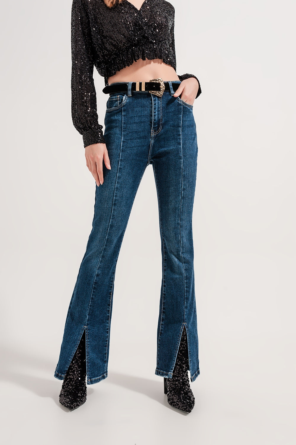 Flare jeans with split hem Q2 Jeans BoutiqueLua