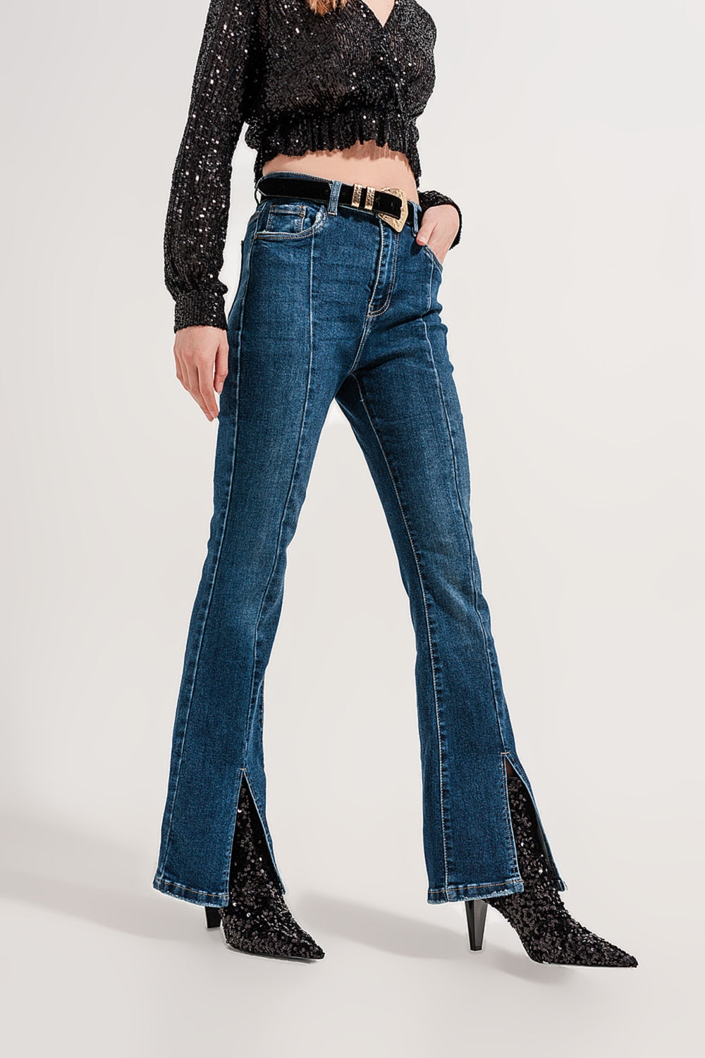 Flare jeans with split hem Q2 Jeans BoutiqueLua