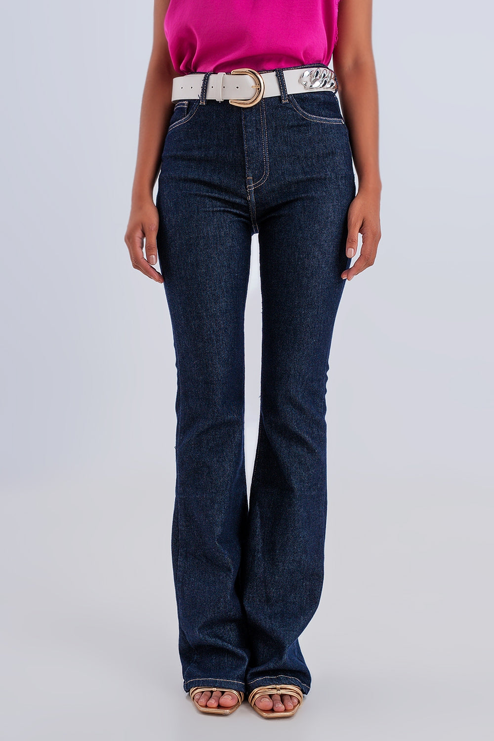 Flare sky high jeans in dark wash Q2 Jeans BoutiqueLua