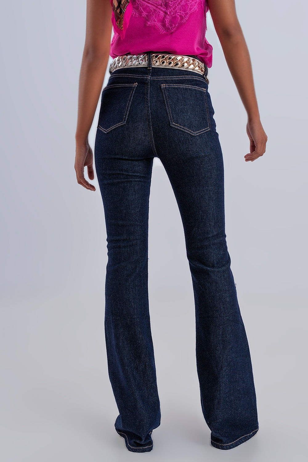 Flare sky high jeans in dark wash Q2 Jeans BoutiqueLua