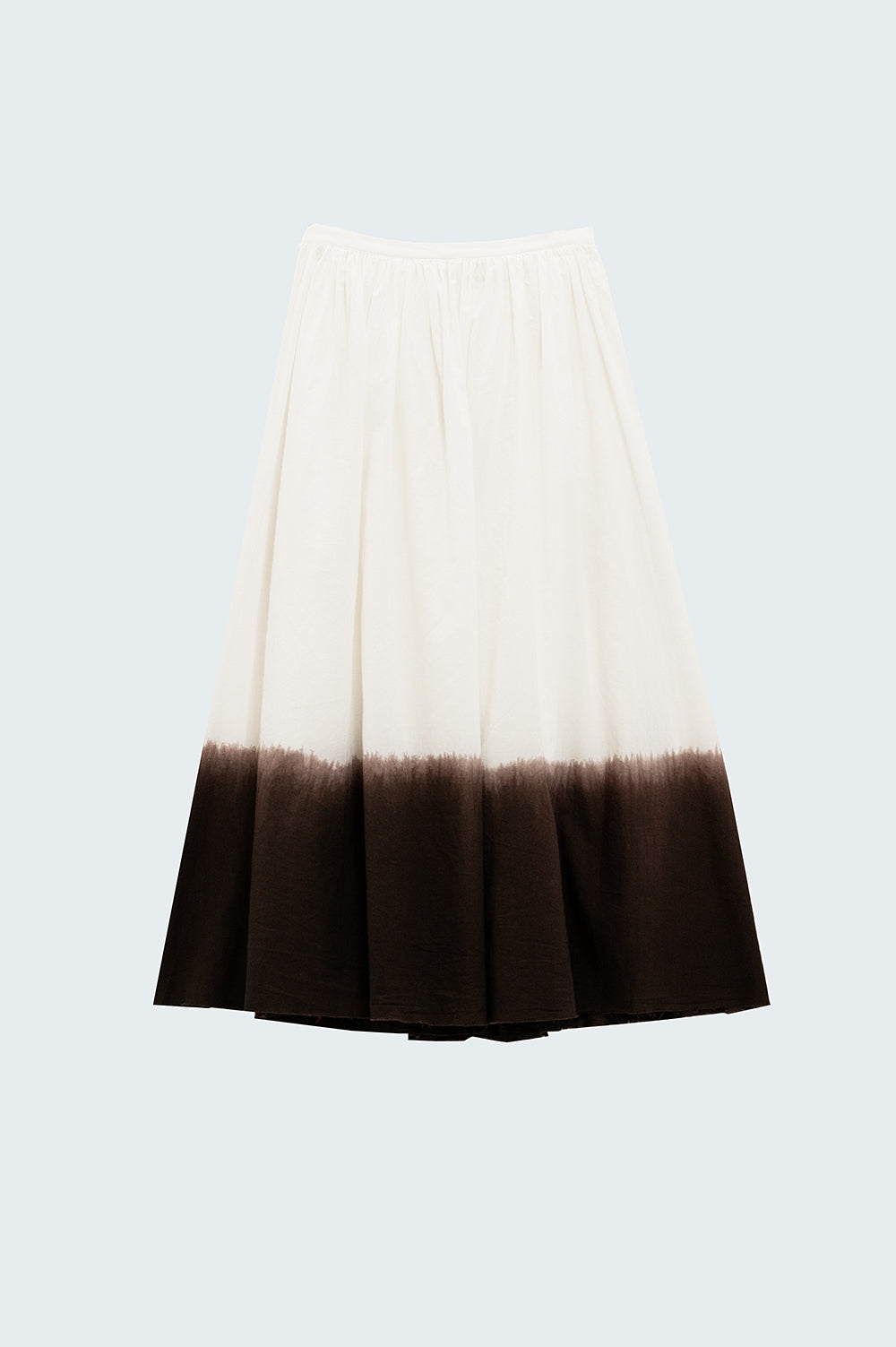 Flowy Drop Waist White Skirt With Brown Ombre Detail - Skirts