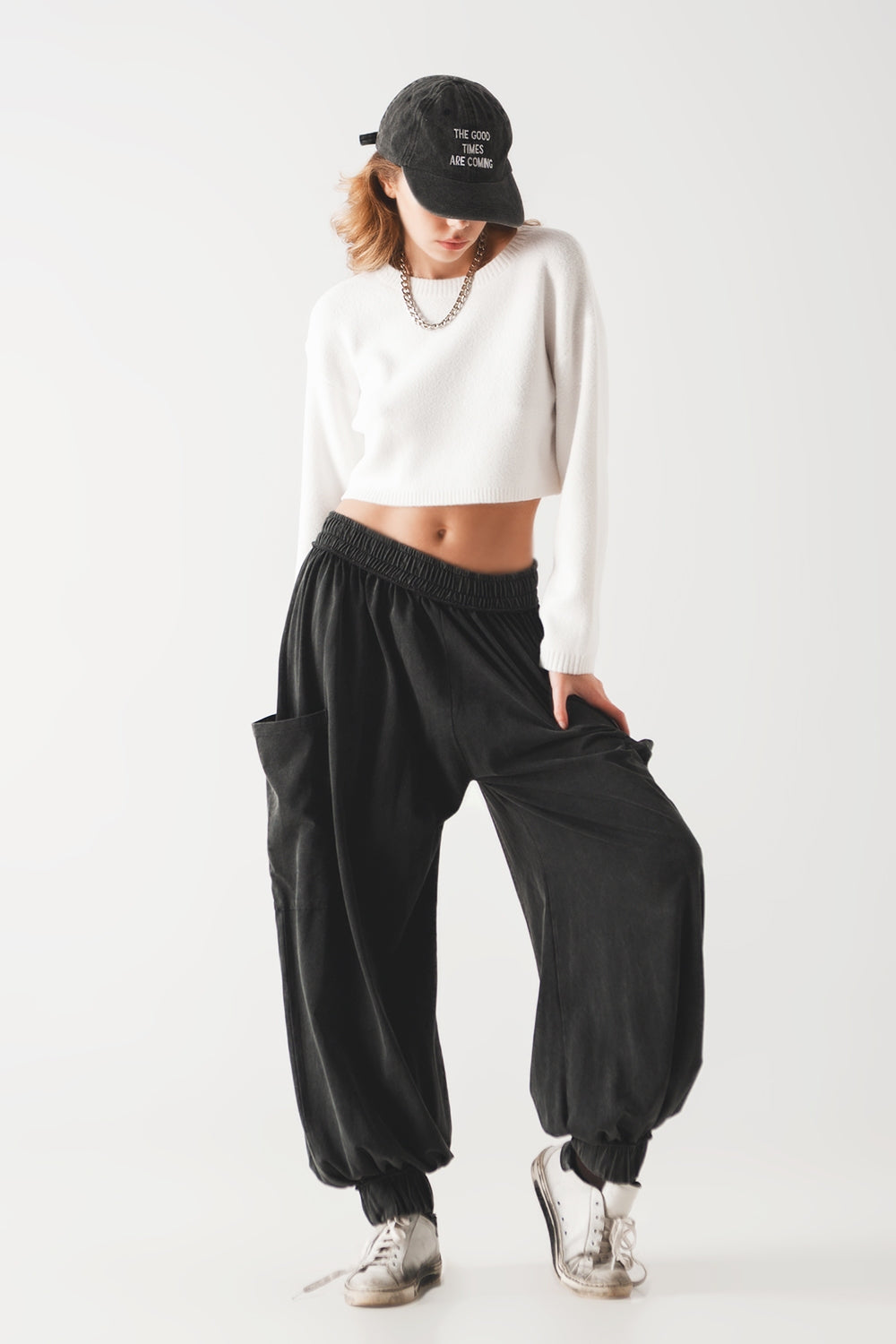 Fluffy cropped jumper in cream Q2 Sweaters BoutiqueLua