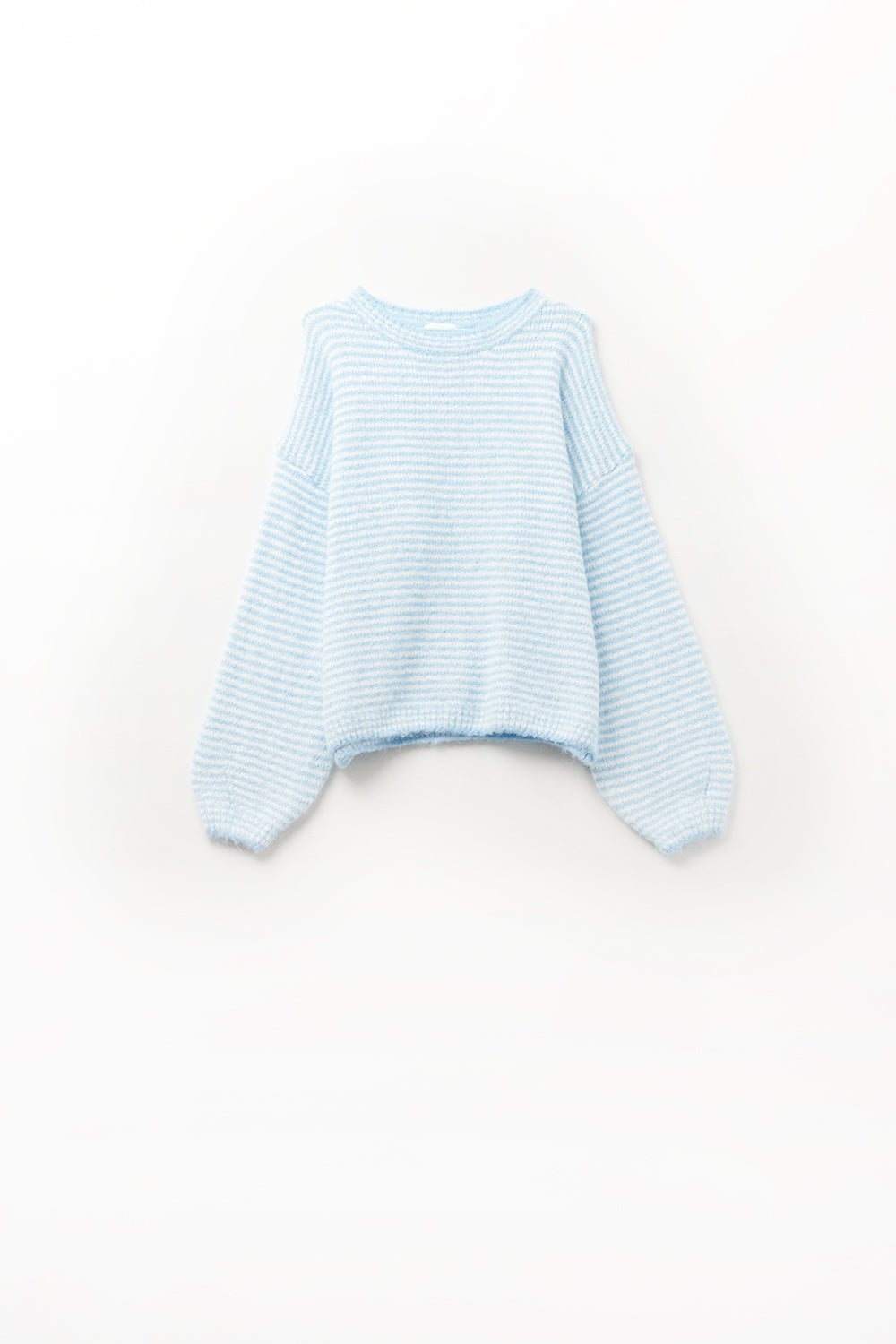 Fluffy striped sweater in baby blue - Jumpers
