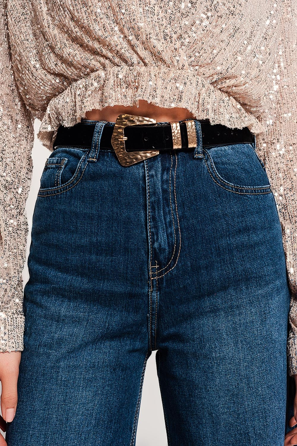 Fray hem Cropped jeans in blue - Jeans