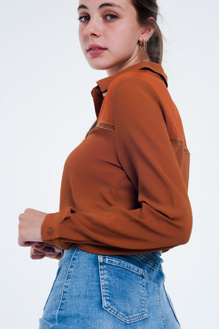 Blusa com encaixe frontal laranja