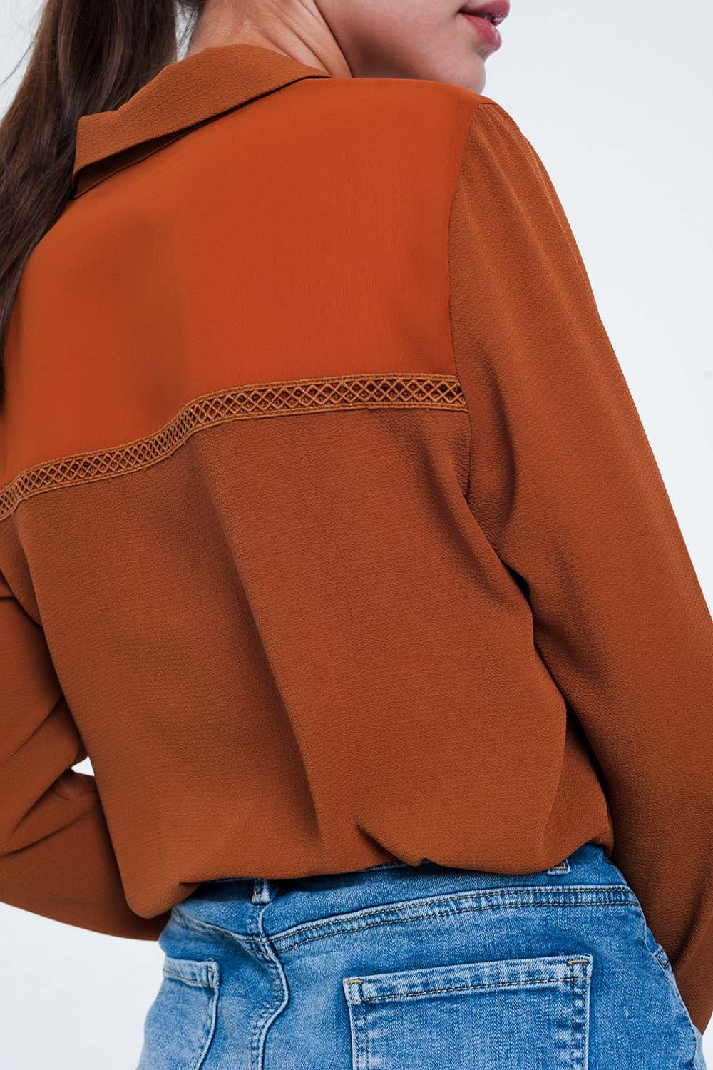Front insert blouse orange - Blouses