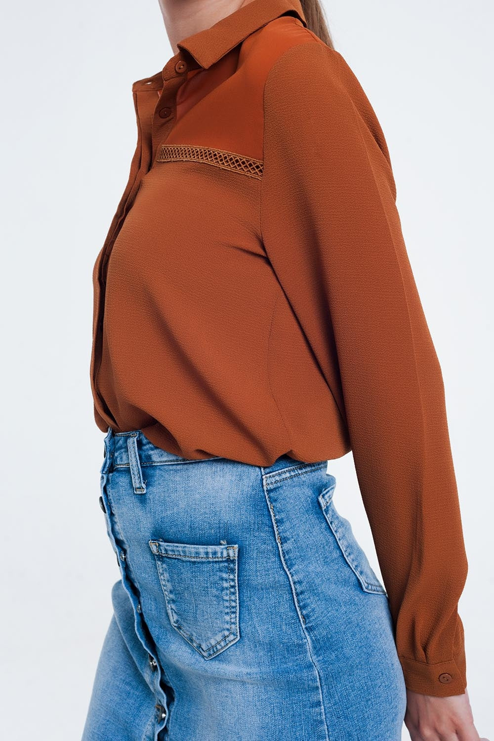 Front insert blouse orange - Blouses