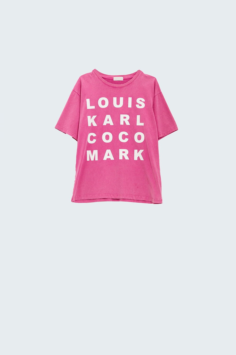Fuchsia T-shirt With famous Names Logos At The Front - Tops