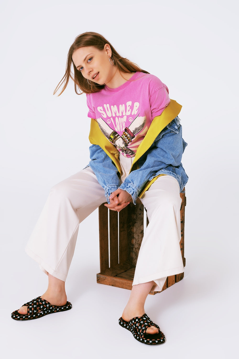 Graphic T-shirt With Text Summer Love in Pink - T-Shirts