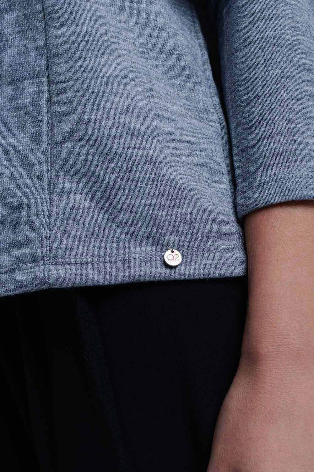 Gray top with ruffle and open detail - Tops