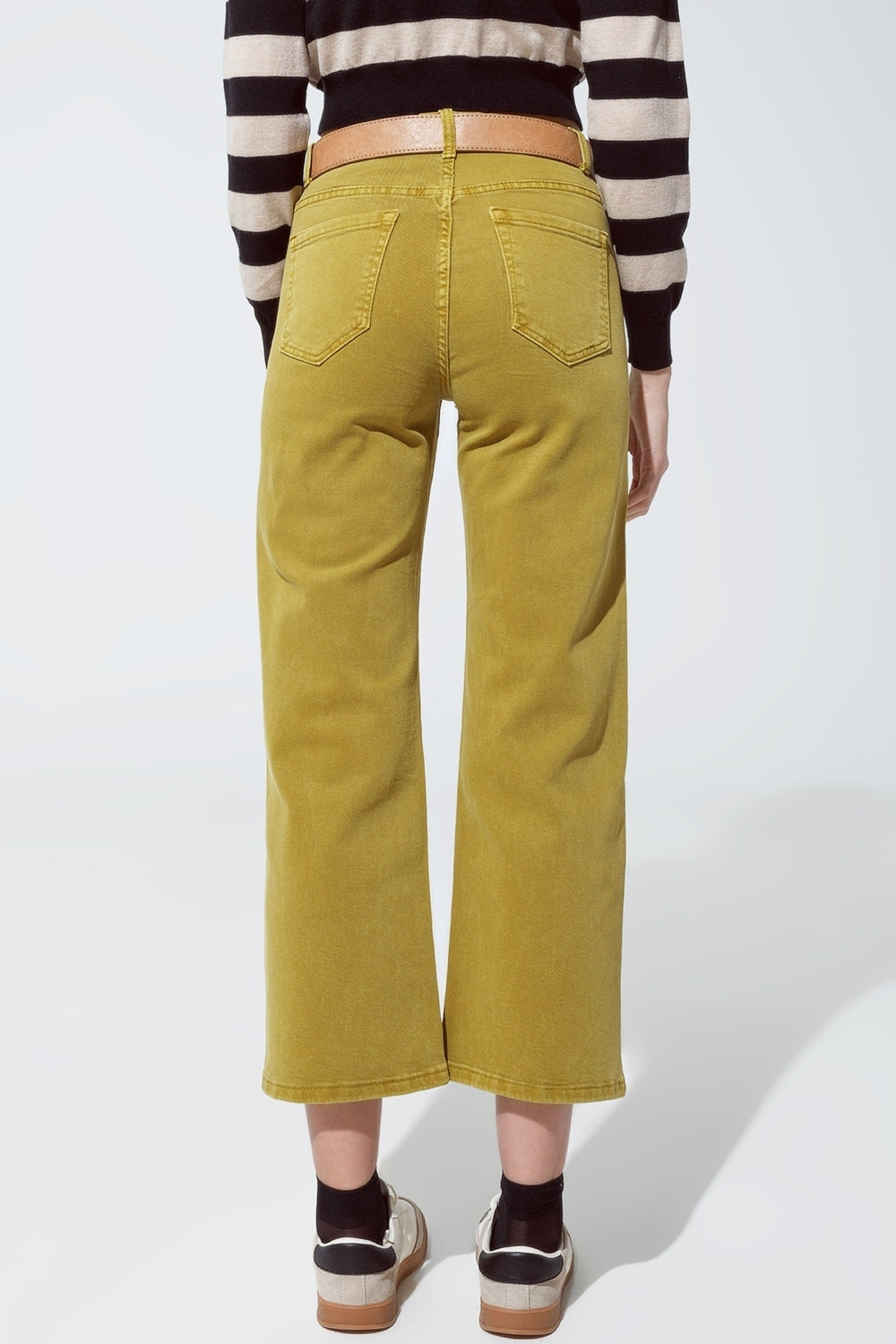 Green straight leg jeans with gold metallic glow - Jeans