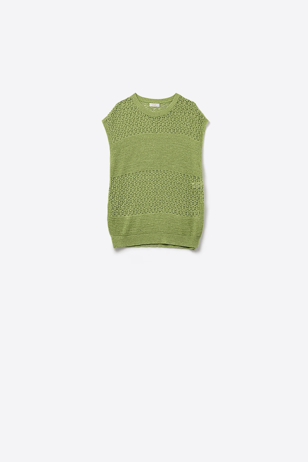 Green sweater with soft open knit and dropped sleeves - Jumpers