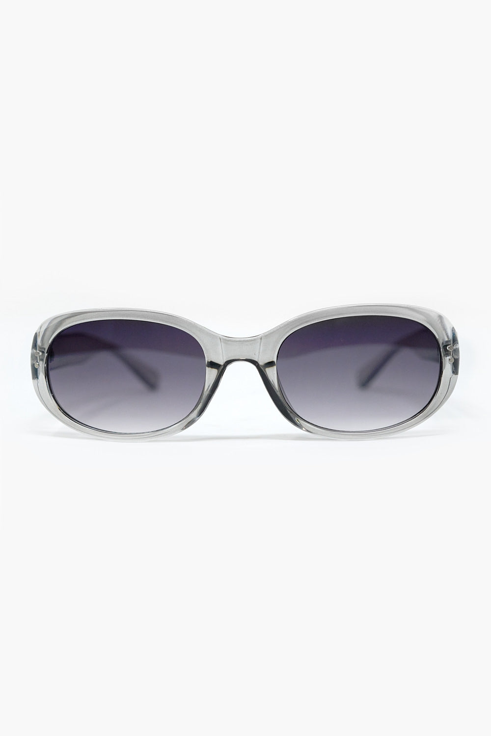 Grey Acrylic Oval Oversized Sunglasses -