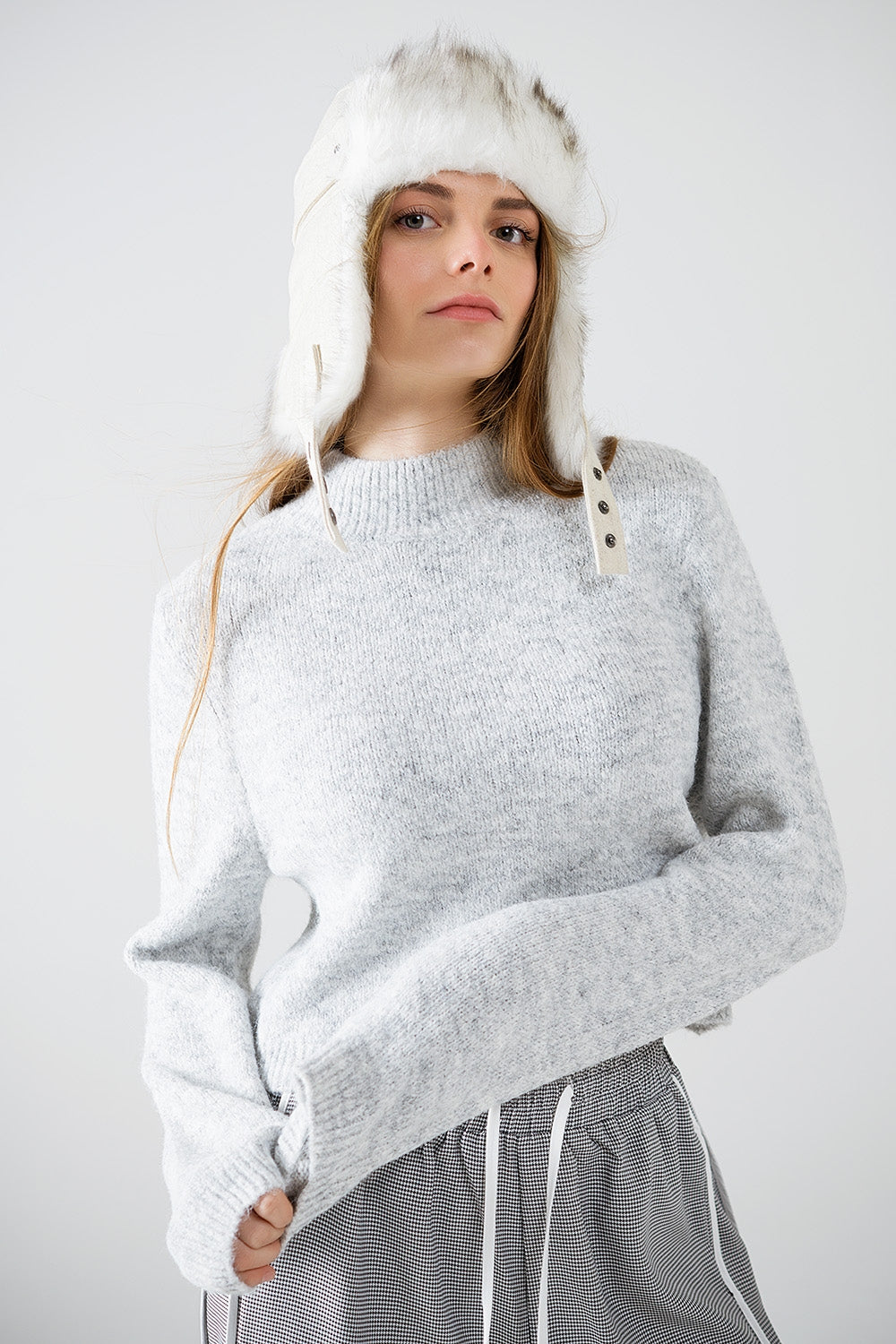 Grey jersey with long sleeves and open back detail - Jumpers