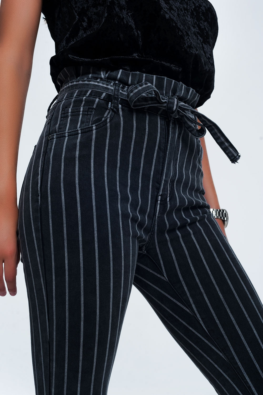 Grey skinny jeans with stripes - Jeans