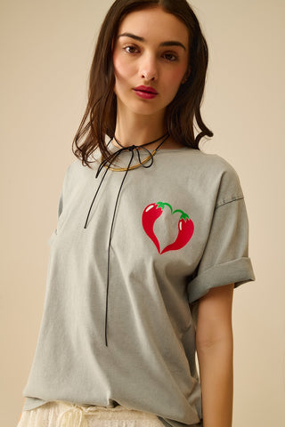 Grey Spicy Love Graphic T-shirt