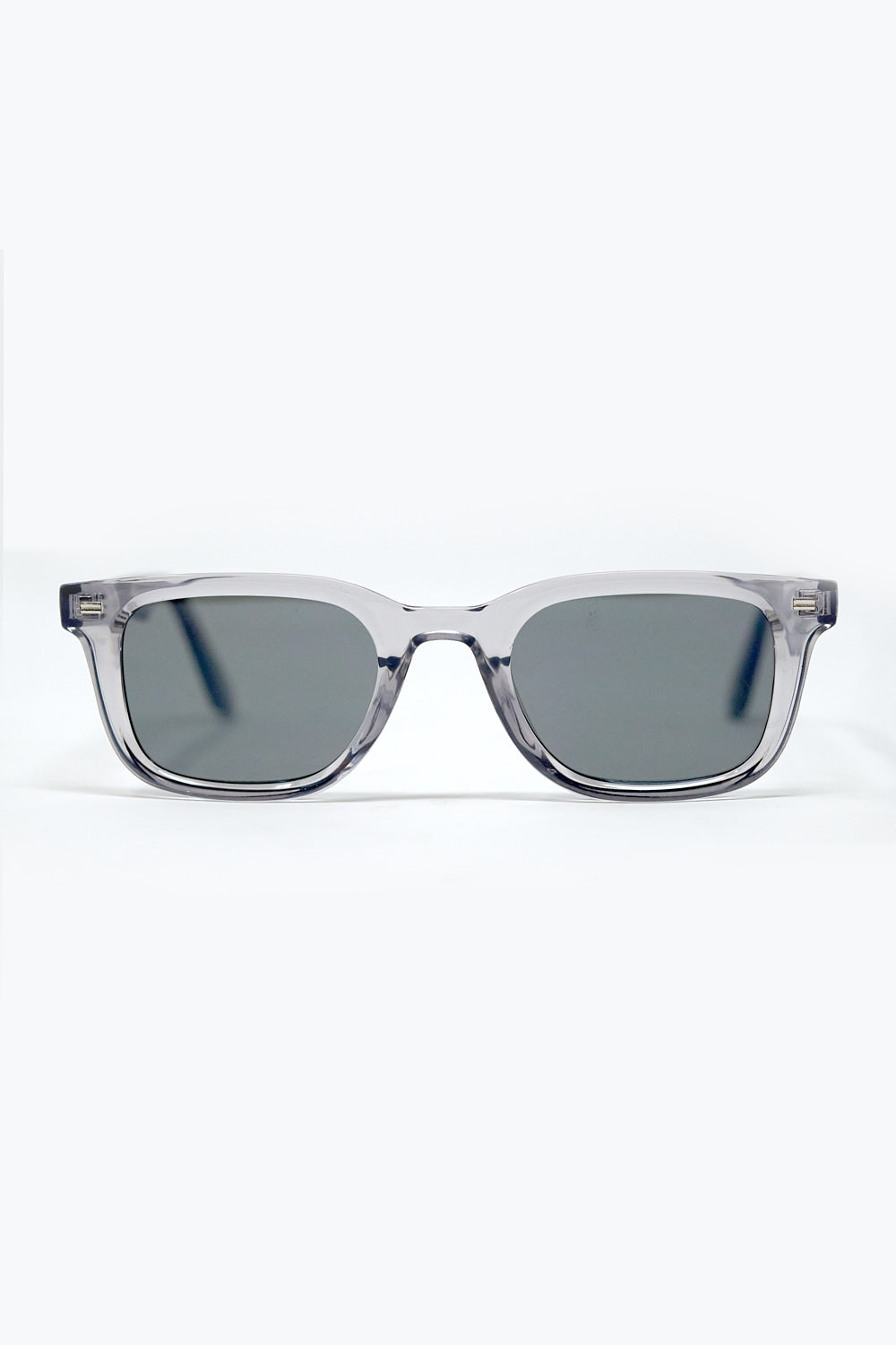 Grey Square Sunglasses with Black Gradient Lenses and metal side detail -