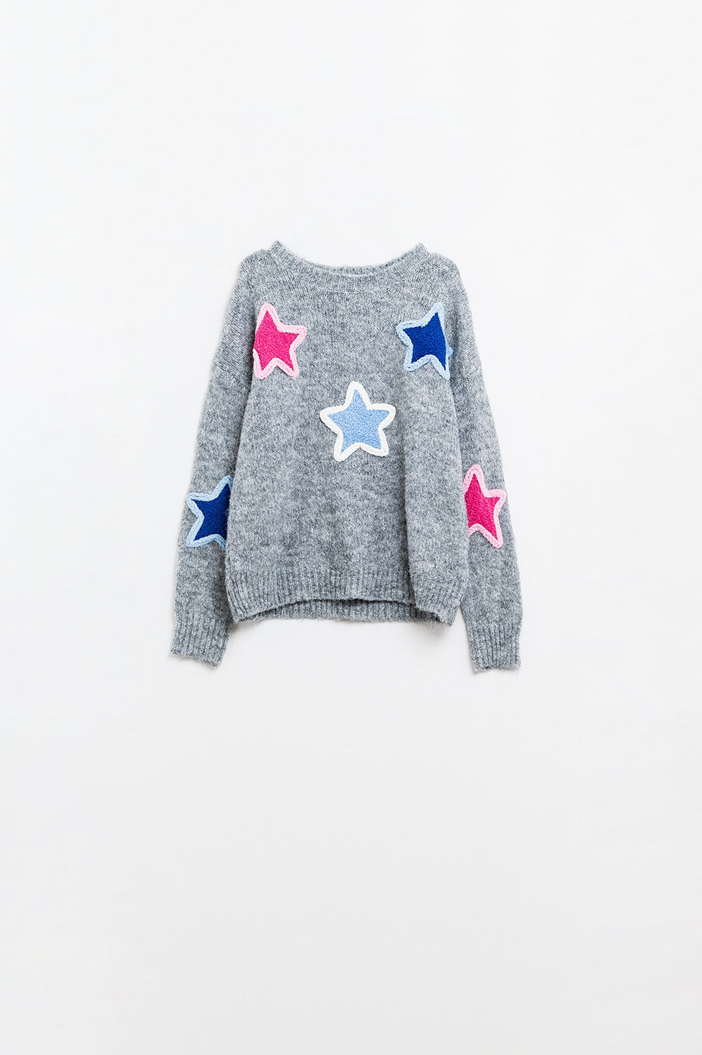 grey sweater With Embroidered Stars - Jumpers
