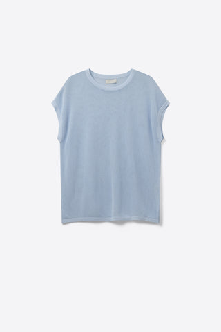 grid knit sweater in baby blue color